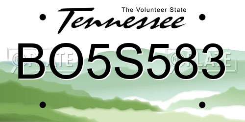 BO5S583 Tennessee License Plate