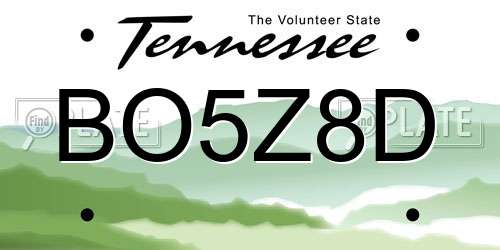 BO5Z8D Tennessee License Plate