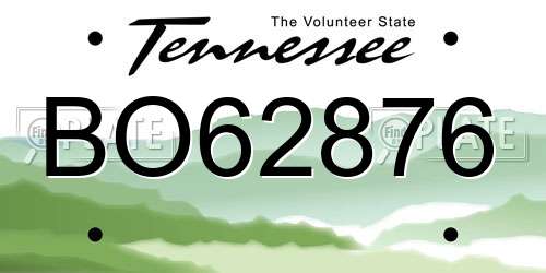 BO62876 Tennessee License Plate