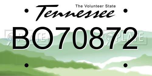 BO70872 Tennessee License Plate