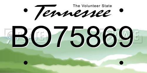 BO75869 Tennessee License Plate