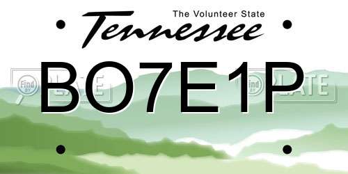 BO7E1P Tennessee License Plate
