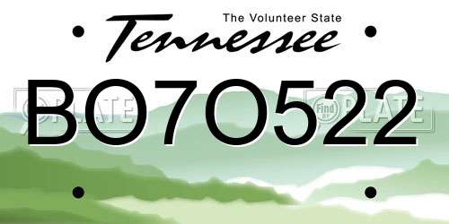 BO7O522 Tennessee License Plate