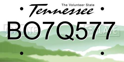 BO7Q577 Tennessee License Plate