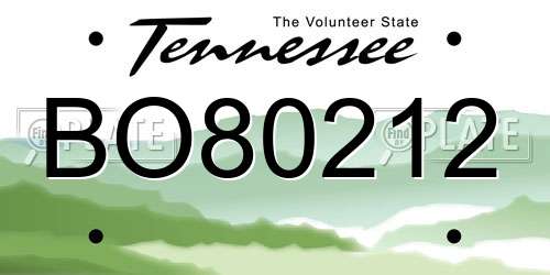 BO80212 Tennessee License Plate