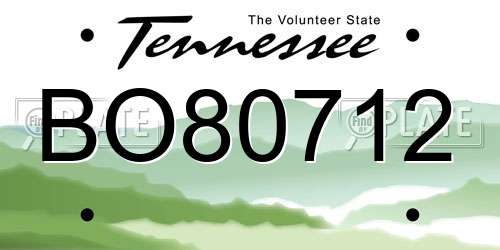BO80712 Tennessee License Plate