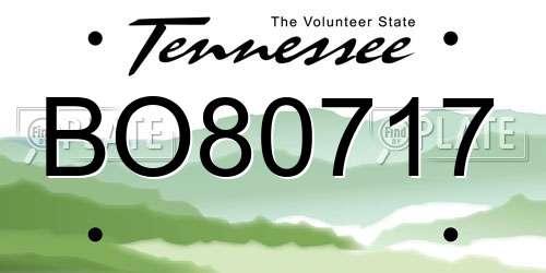 BO80717 Tennessee License Plate