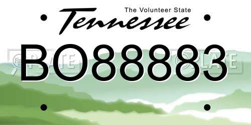 BO88883 Tennessee License Plate