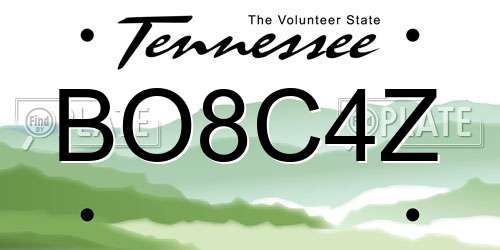 BO8C4Z Tennessee License Plate