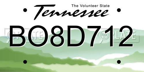 BO8D712 Tennessee License Plate
