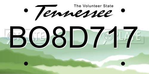 BO8D717 Tennessee License Plate