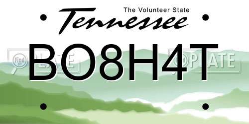 BO8H4T Tennessee License Plate