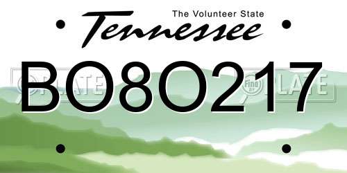 BO8O217 Tennessee License Plate