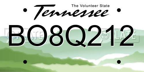 BO8Q212 Tennessee License Plate