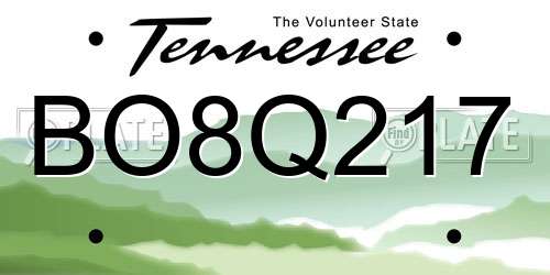 BO8Q217 Tennessee License Plate