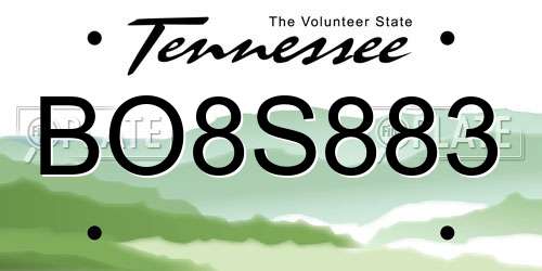 BO8S883 Tennessee License Plate