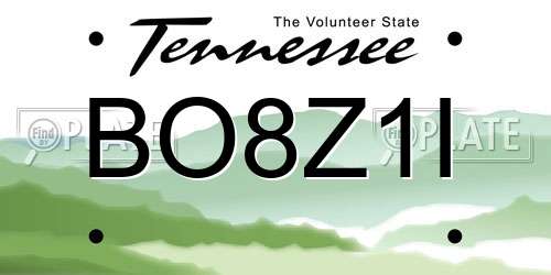 BO8Z1I Tennessee License Plate