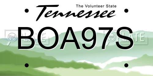 BOA97S Tennessee License Plate