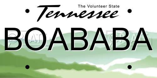 BOABABA Tennessee License Plate