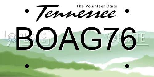 BOAG76 Tennessee License Plate