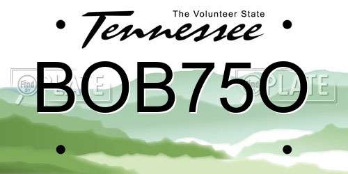 BOB75O Tennessee License Plate