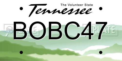 BOBC47 Tennessee License Plate