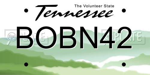 BOBN42 Tennessee License Plate