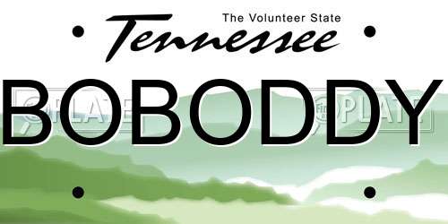 BOBODDY Tennessee License Plate