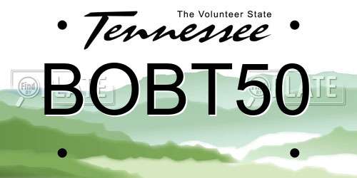 BOBT50 Tennessee License Plate