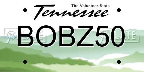 BOBZ50 Tennessee License Plate