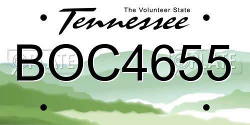BOC4655 Tennessee License Plate