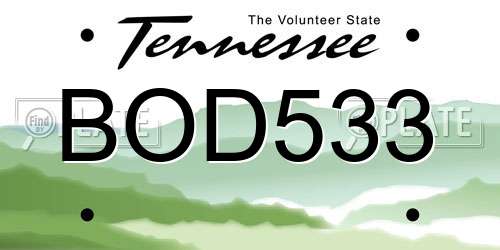 BOD533 Tennessee License Plate