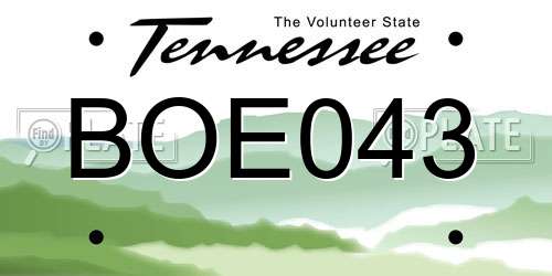 BOE043 Tennessee License Plate