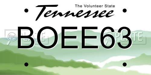 BOEE63 Tennessee License Plate