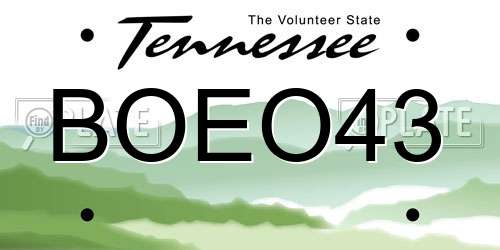 BOEO43 Tennessee License Plate