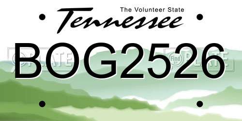 BOG2526 Tennessee License Plate
