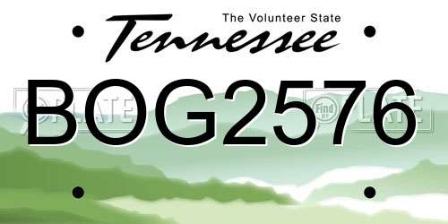 BOG2576 Tennessee License Plate
