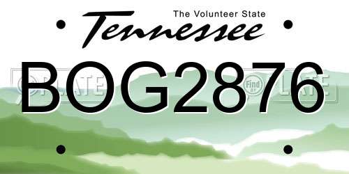 BOG2876 Tennessee License Plate