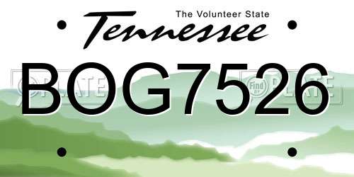 BOG7526 Tennessee License Plate