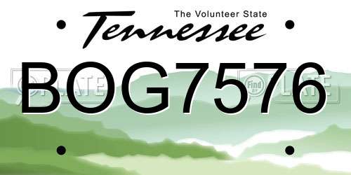 BOG7576 Tennessee License Plate
