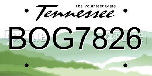 BOG7826 Tennessee License Plate