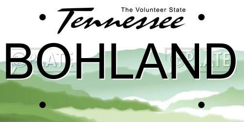 BOHLAND Tennessee License Plate