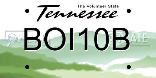 BOI10B Tennessee License Plate