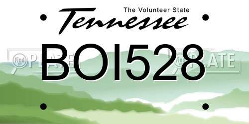 BOI528 Tennessee License Plate