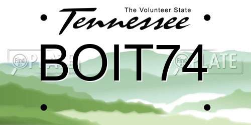 BOIT74 Tennessee License Plate