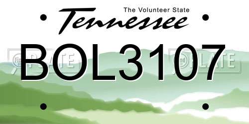 BOL3107 Tennessee License Plate
