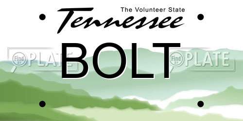 BOLT Tennessee License Plate