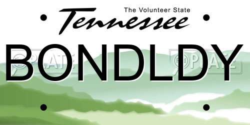 BONDLDY Tennessee License Plate