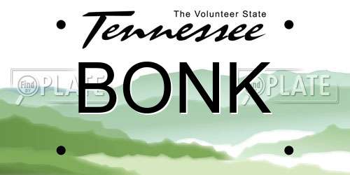 BONK Tennessee License Plate
