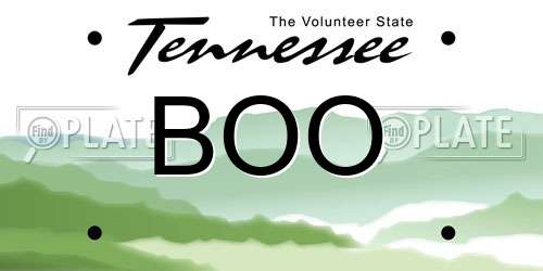 BOO Tennessee License Plate